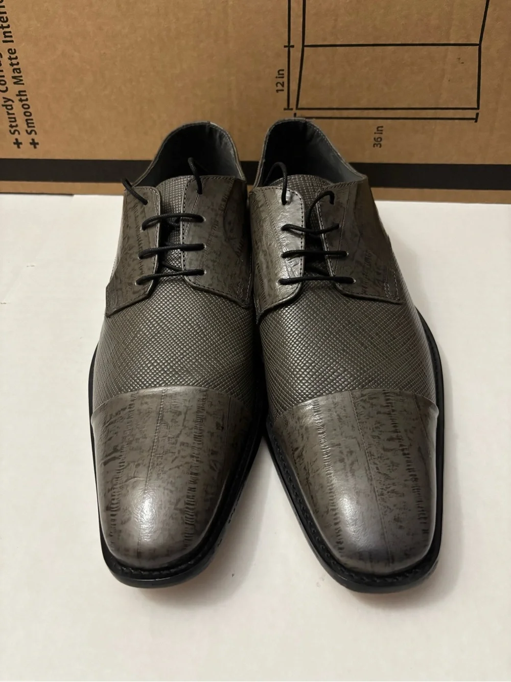 Stacy Adams Mens Size 14W Olive Oxfords Printed Cow Leather